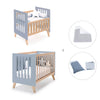Berceau évolutif en lit bébé (7en1) bois/bleu · Nexor Tre Blu denim