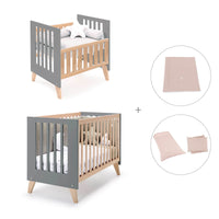 Berceau évolutif en lit bébé (7en1) bois/antracite · Nexor Tre Antracita