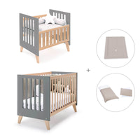 Berceau évolutif en lit bébé (7en1) bois/antracite · Nexor Tre Antracita