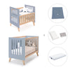 Berceau évolutif en lit bébé (7en1) bois/bleu · Nexor Tre Blu denim