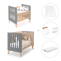 Berceau évolutif en lit bébé (7en1) bois/antracite · Nexor Tre Antracita