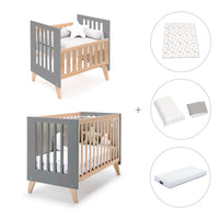 Berceau évolutif en lit bébé (7en1) bois/antracite · Nexor Tre Antracita
