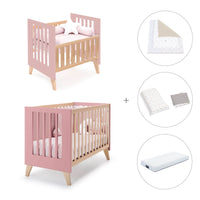 Berceau évolutif en lit bébé (7en1) bois/rose · Nexor Tre Quarzo