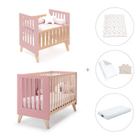 Berceau évolutif en lit bébé (7en1) bois/rose · Nexor Tre Quarzo