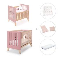 Berceau évolutif en lit bébé (7en1) bois/rose · Nexor Tre Quarzo