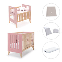 Berceau évolutif en lit bébé (7en1) bois/rose · Nexor Tre Quarzo