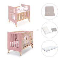 Berceau évolutif en lit bébé (7en1) bois/rose · Nexor Tre Quarzo
