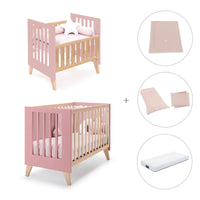 Berceau évolutif en lit bébé (7en1) bois/rose · Nexor Tre Quarzo