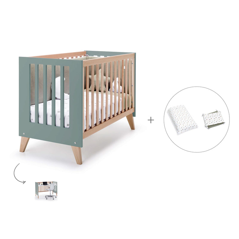 Co-sleeping cot 60x120 cm (4in1) wooden/green · Nexor C187R-M5795