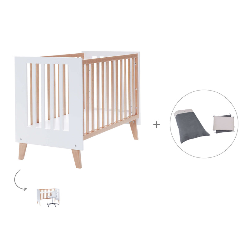 Co-sleeping cot 60x120 cm (4in1) wooden/white · Nexor C187R-M7795