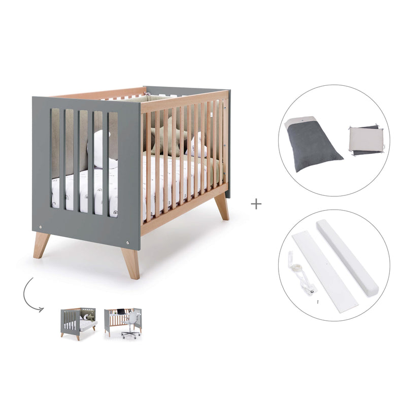 Co-sleeping cot 60x120 cm (4in1) wooden/antracite · Nexor C187R-M5895