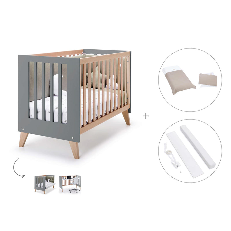 Co-sleeping cot 60x120 cm (4in1) wooden/antracite · Nexor C187R-M5895