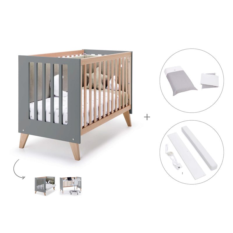 Co-sleeping cot 60x120 cm (4in1) wooden/antracite · Nexor C187R-M5895