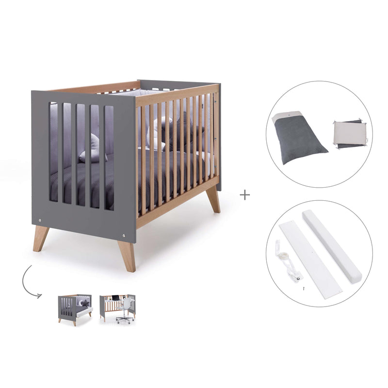 Co-sleeping cot 60x120 cm (4in1) wooden/charcoal · Nexor C187R-M6995