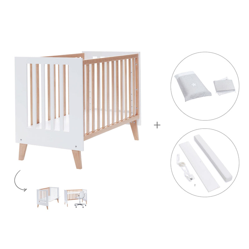 Co-sleeping cot 60x120 cm (4in1) wooden/white · Nexor C187R-M7795