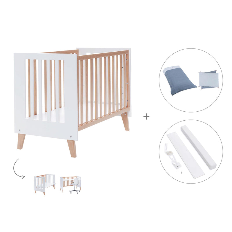 Wooden co-sleeping cot 4 in 1 Nexor Natural · C187R-M7795