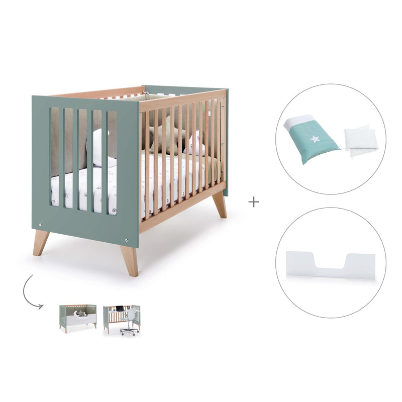 Co-sleeping cot 60x120 cm (4in1) wooden/green · Nexor C187R-M5795