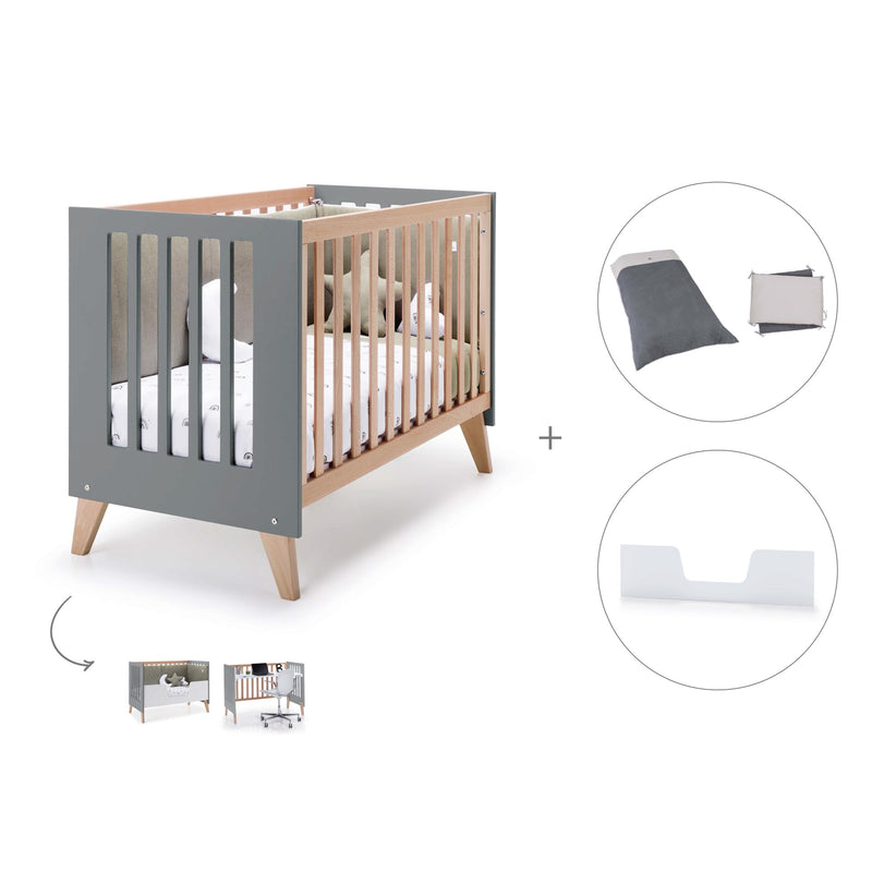 Co-sleeping cot 60x120 cm (4in1) wooden/antracite · Nexor C187R-M5895