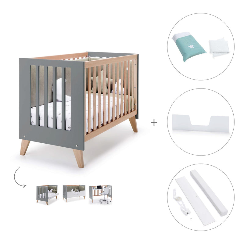 Co-sleeping cot 60x120 cm (4in1) wooden/antracite · Nexor C187R-M5895