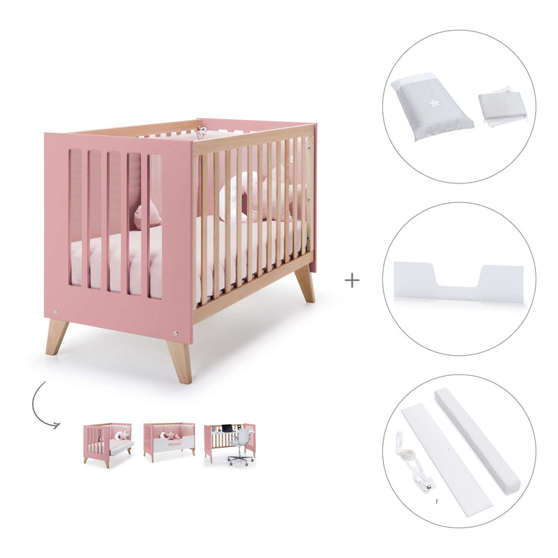 Lit bébé cododo 60x120 cm (4in1) en bois/marengo · Nexor C187R-M6995