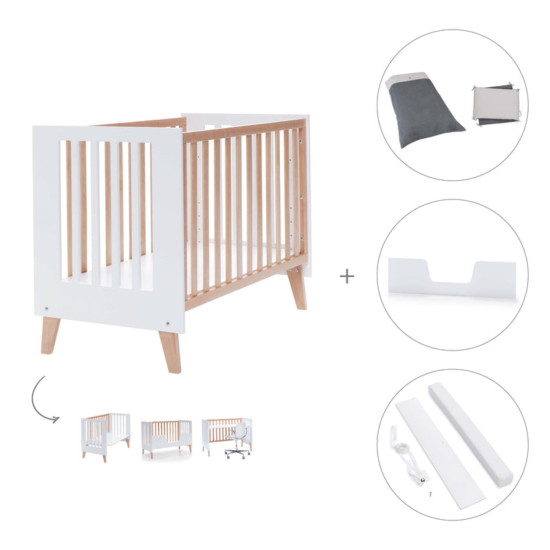 Co-sleeping cot 60x120 cm (4in1) wooden/white · Nexor C187R-M7795