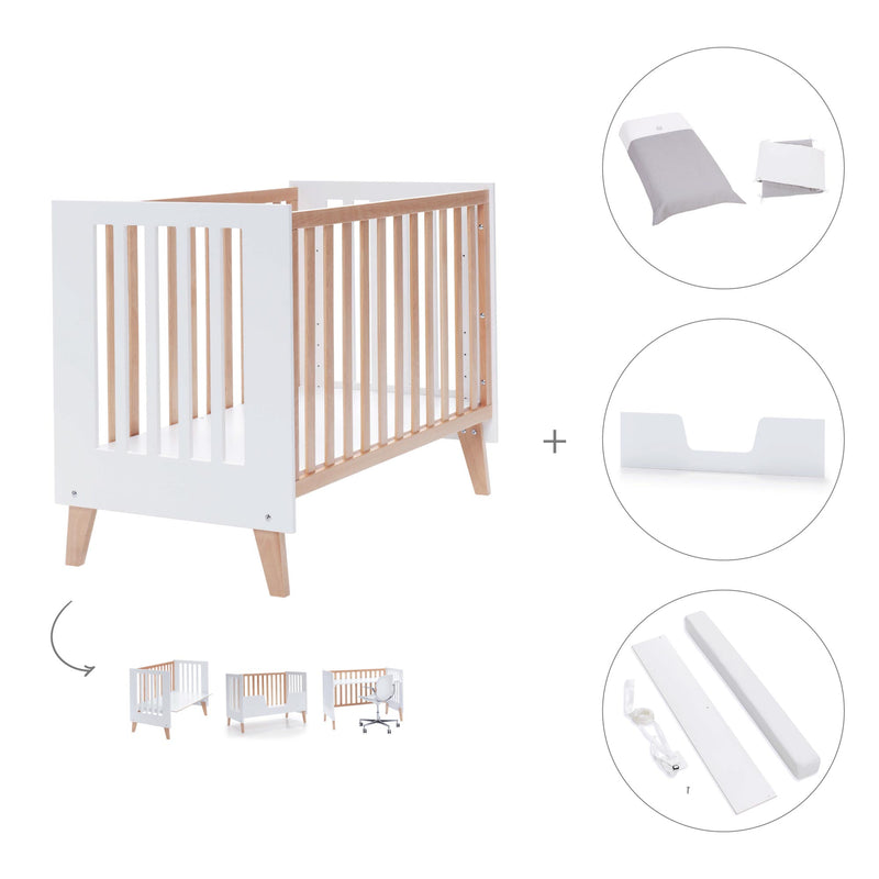 Co-sleeping cot 60x120 cm (4in1) wooden/white · Nexor C187R-M7795