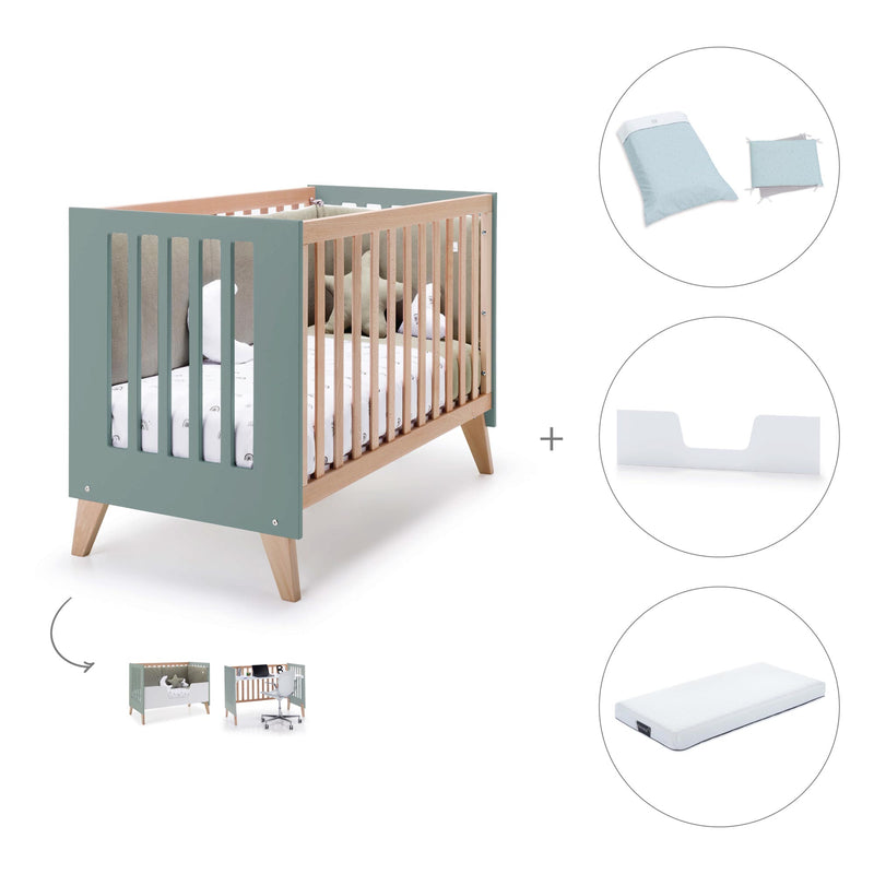 Co-sleeping cot 60x120 cm (4in1) wooden/green · Nexor C187R-M5795