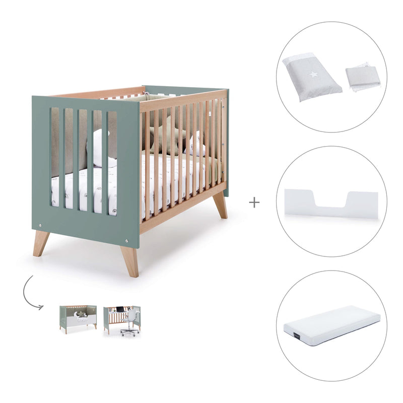 Berço co-sleeping 60x120 cm (4in1) madeira/eucalipto · Nexor C187R-M5795