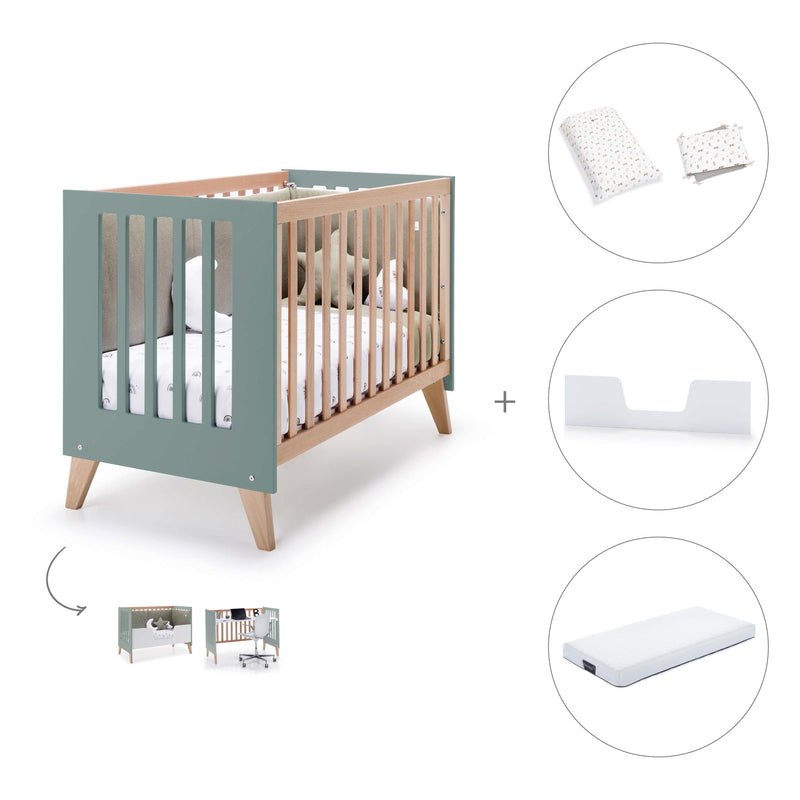 Co-sleeping cot 60x120 cm (4in1) wooden/green · Nexor C187R-M5795