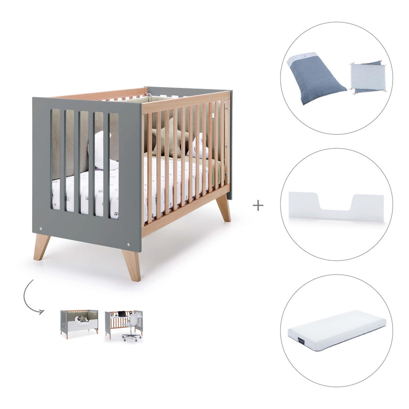 Co-sleeping cot 60x120 cm (4in1) wooden/antracite · Nexor C187R-M5895