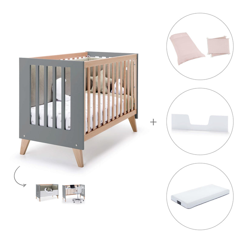 Co-sleeping cot 60x120 cm (4in1) wooden/antracite · Nexor C187R-M5895