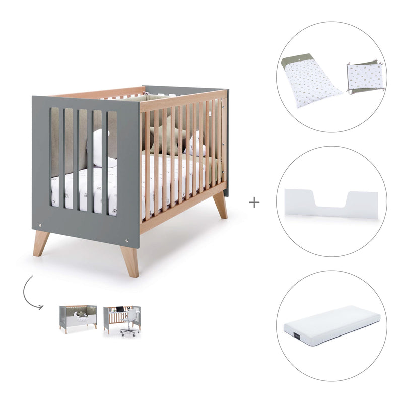 Co-sleeping cot 60x120 cm (4in1) wooden/antracite · Nexor C187R-M5895