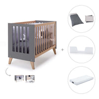 Co-sleeping cot 60x120 cm (4in1) wooden/charcoal · Nexor C187R-M6995