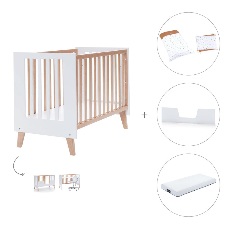 Co-sleeping cot 60x120 cm (4in1) wooden/white · Nexor C187R-M7795