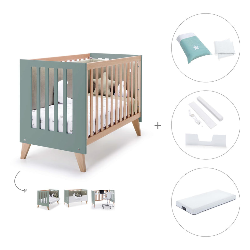 Berço co-sleeping 60x120 cm (4in1) madeira/eucalipto · Nexor C187R-M5795