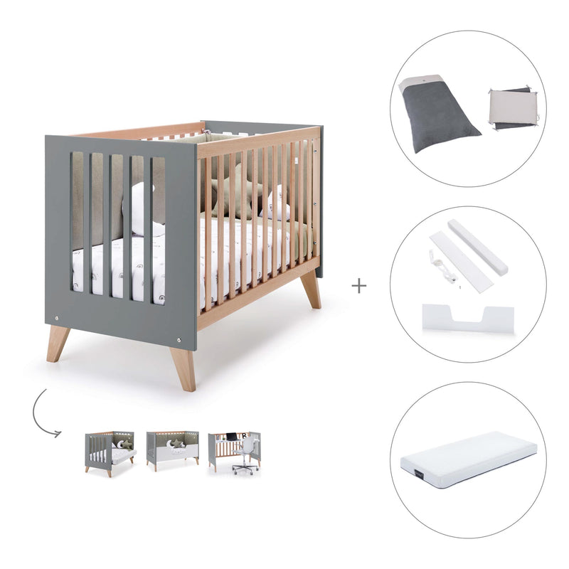 Co-sleeping cot 60x120 cm (4in1) wooden/antracite · Nexor C187R-M5895