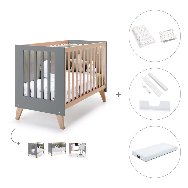 Co-sleeping cot 60x120 cm (4in1) wooden/antracite · Nexor C187R-M5895