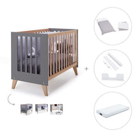 Co-sleeping cot 60x120 cm (4in1) wooden/charcoal · Nexor C187R-M6995