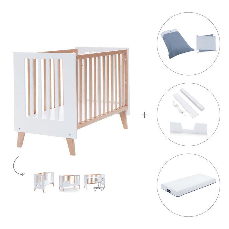 Co-sleeping cot 60x120 cm (4in1) wooden/white · Nexor C187R-M7795