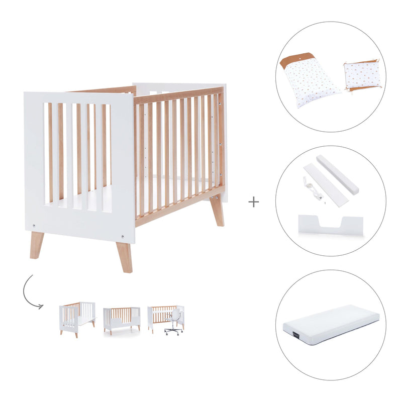 Co-sleeping cot 60x120 cm (4in1) wooden/white · Nexor C187R-M7795