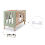 Lit bébé-bureau 60x120 cm (2in1) en bois/vert-olive · Nexor C187R-M5695