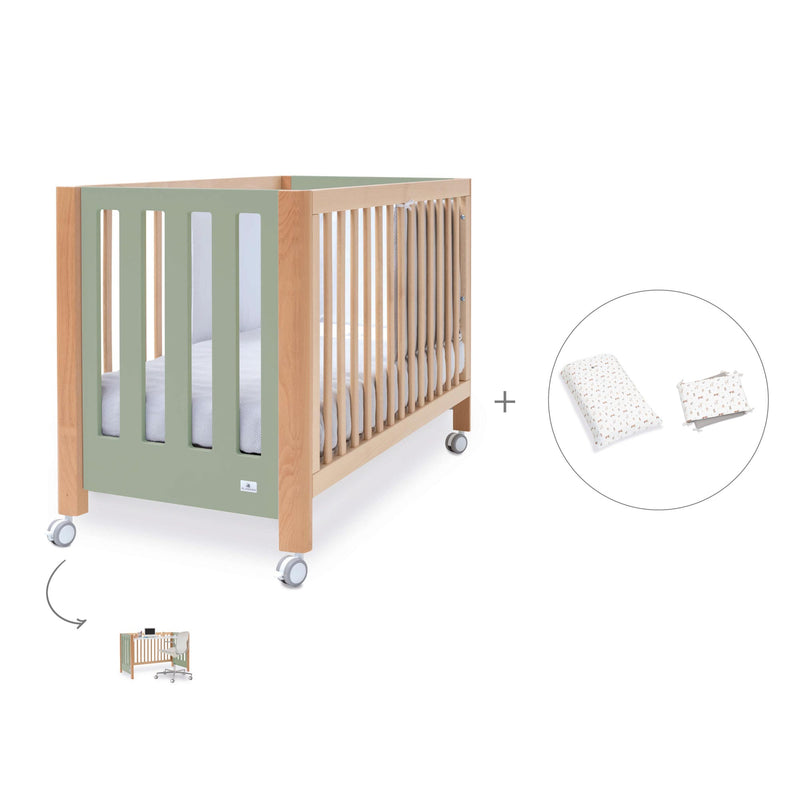 Co-sleeping cot 60x120 cm (5in1) wood/green olive · Occa C166-M9556