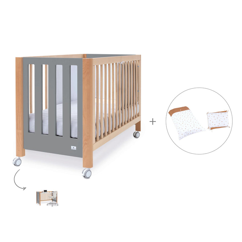 Berço co-sleeping 60x120 cm (5in1) madeira/cinzento · Occa C166-M9558