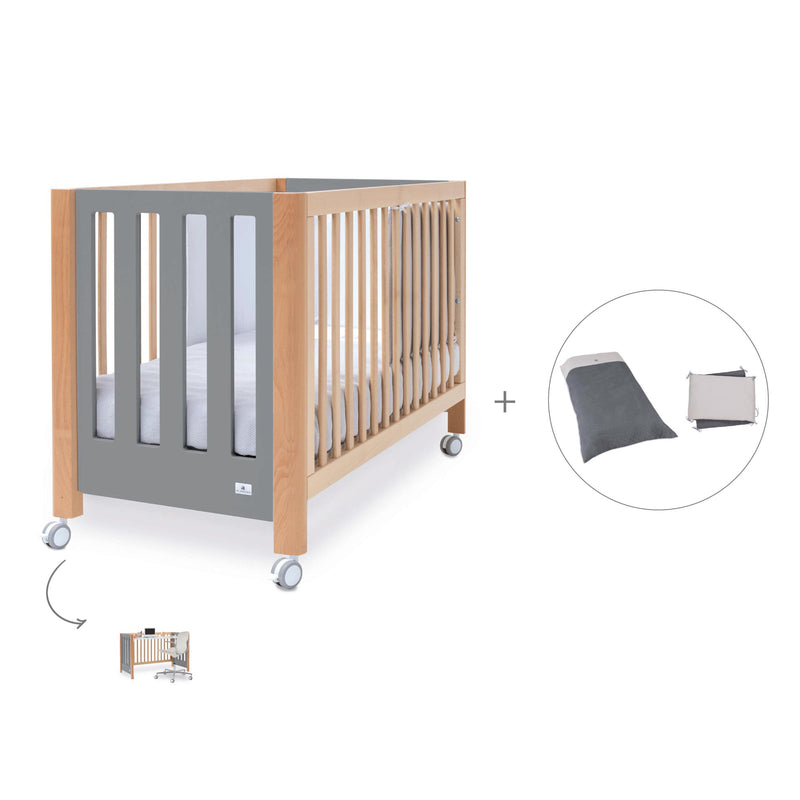 Berço co-sleeping 60x120 cm (5in1) madeira/cinzento · Occa C166-M9558