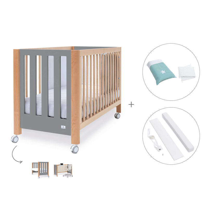 Berço co-sleeping 60x120 cm (5in1) madeira/cinzento · Occa C166-M9558