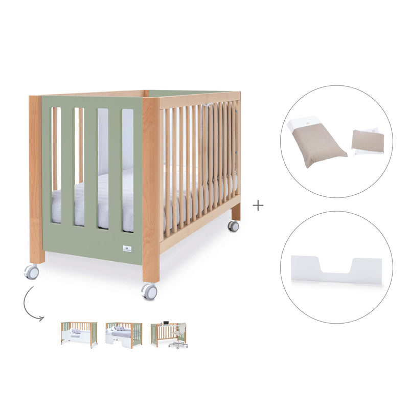 Co-sleeping cot 60x120 cm (5in1) wood/green olive · Occa C166-M9556