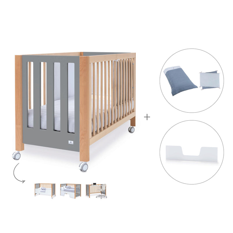 Berço co-sleeping 60x120 cm (5in1) madeira/cinzento · Occa C166-M9558