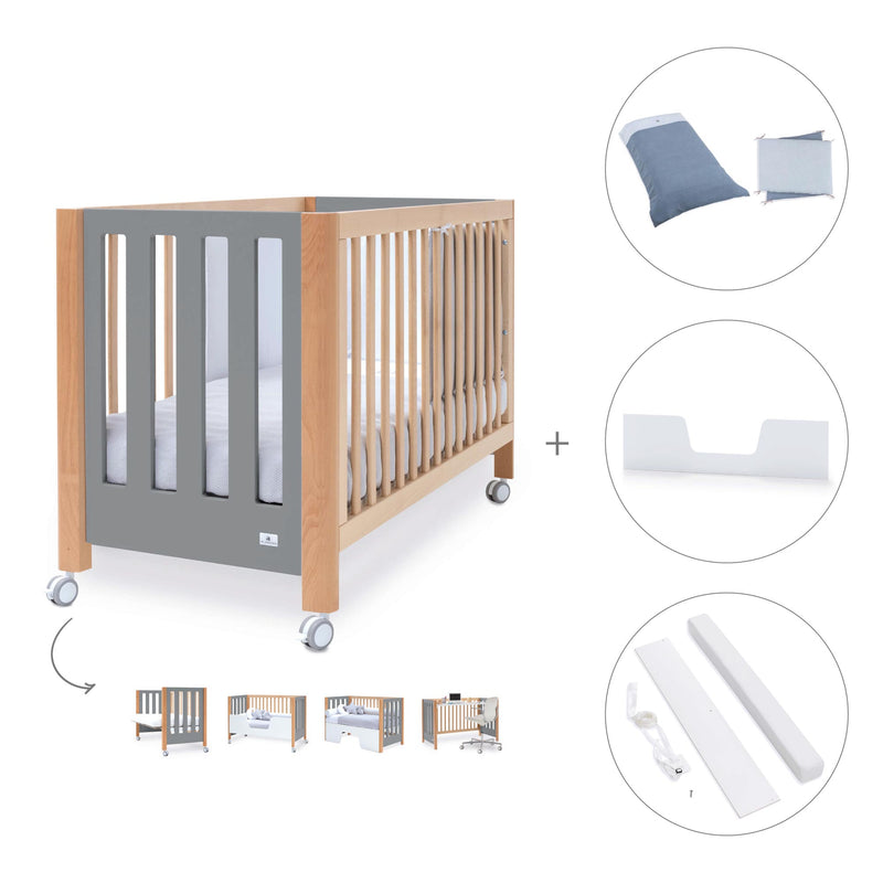 Berço co-sleeping 60x120 cm (5in1) madeira/cinzento · Occa C166-M9558