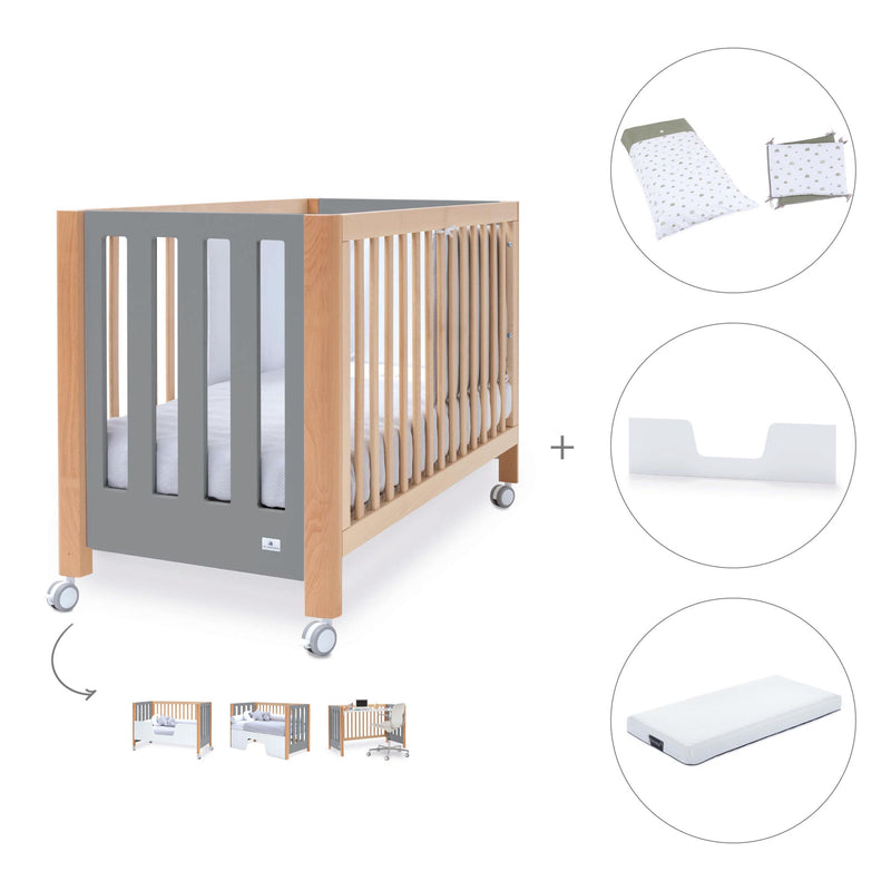 Berço co-sleeping 60x120 cm (5in1) madeira/cinzento · Occa C166-M9558