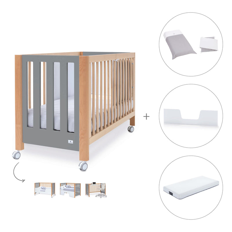 Berço co-sleeping 60x120 cm (5in1) madeira/cinzento · Occa C166-M9558